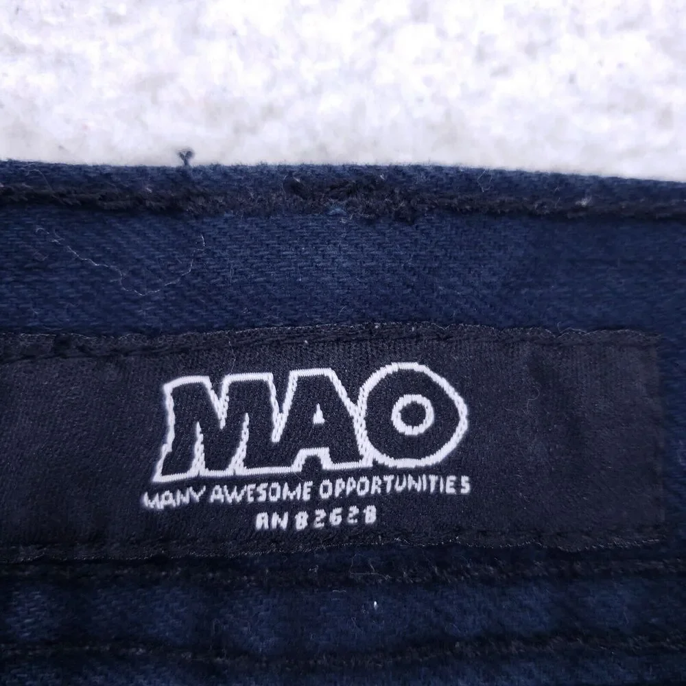 Mao Jean Shorts Denim Cotton Mens SZ 32 Black Straight VTG Baggy 90s Y2K